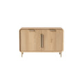 Modern Minimalist Wood Sideboard with Grooved Design and Metal Handles
