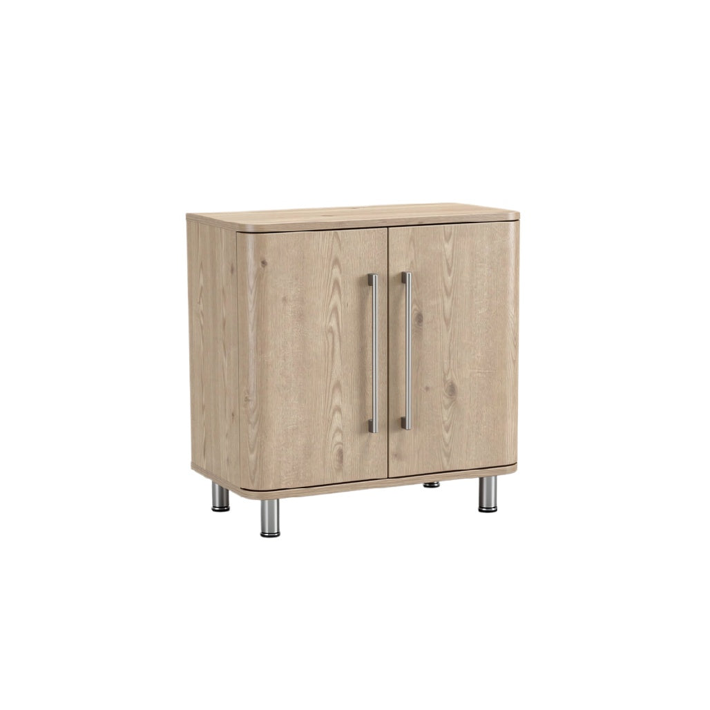 Modern Wooden Storage Cabinet with Metal Legs and Double Doors